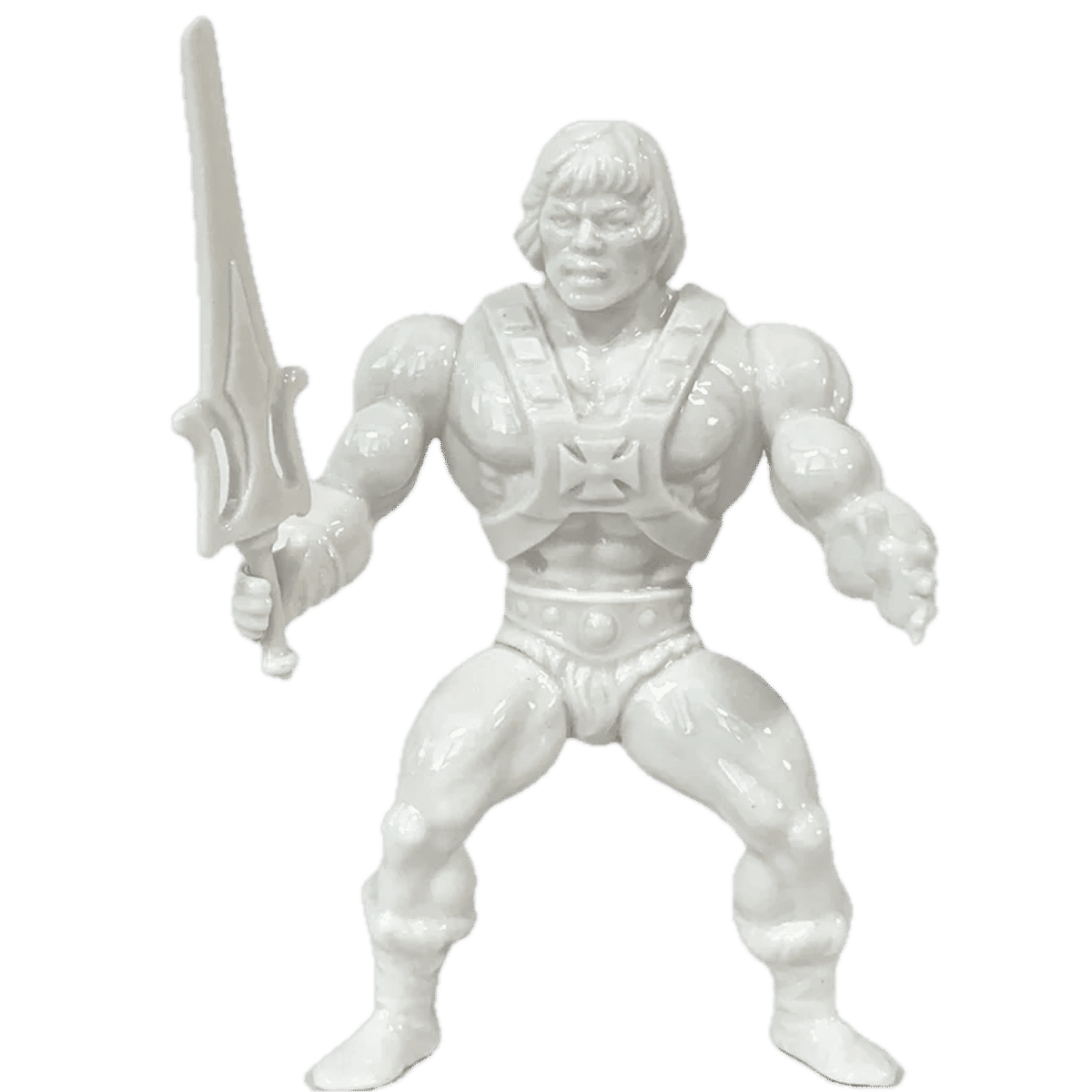 He-man with chest harness, sword, shield, axe