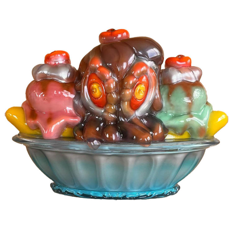 Kaiju Cream Clear Painted One-Off Auction by OCTEEL