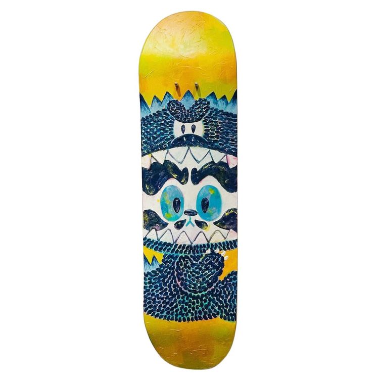 Kaiju Neko Sama Blue Skateboard Deck by Michael Chuah