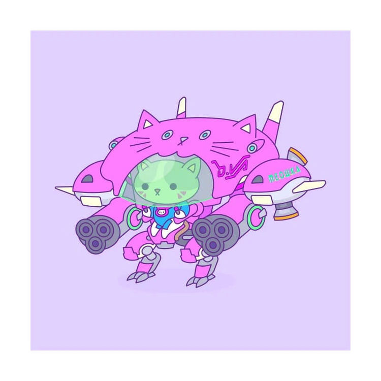 Kitty Cosplay Print - D.Va Mini Print by 100% Soft