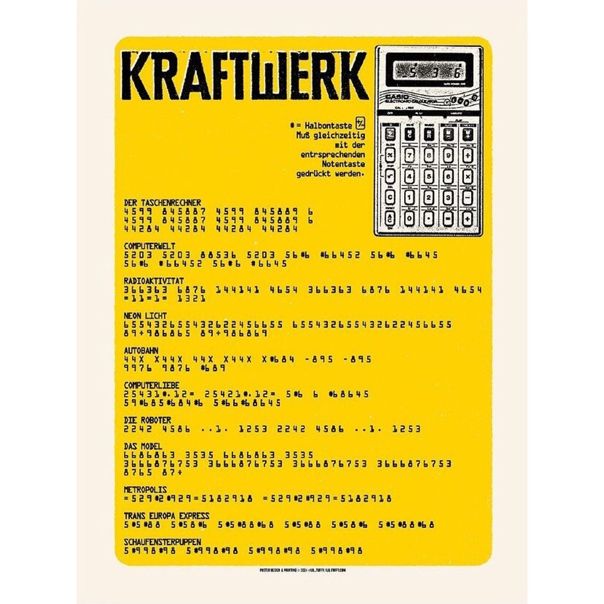 Kraftwerk Calculator Tab (Yellow)