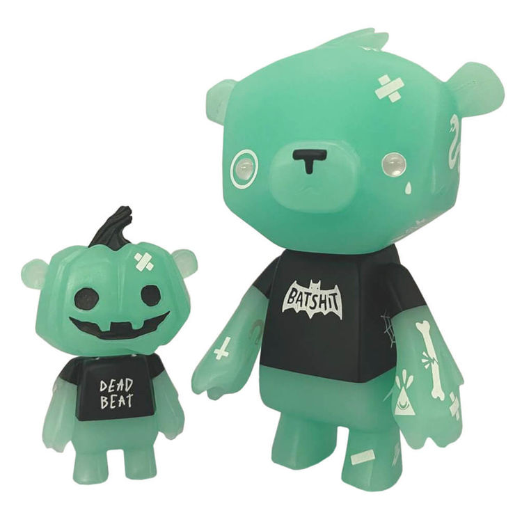 Kuma & Cub Zombeat Bear GID Resin One-Off (Blue Glow) by Dead Beat City (Barnaby Purdy)