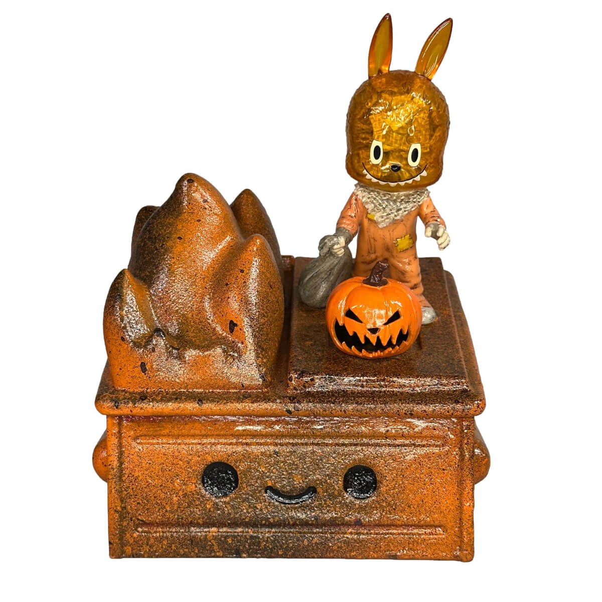 Large Dumpster Fire with Labubu Sam