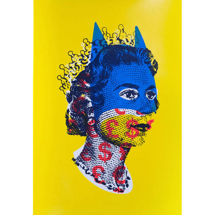 Lizzie Yellow, Blue Currency A2 by Heath Kane