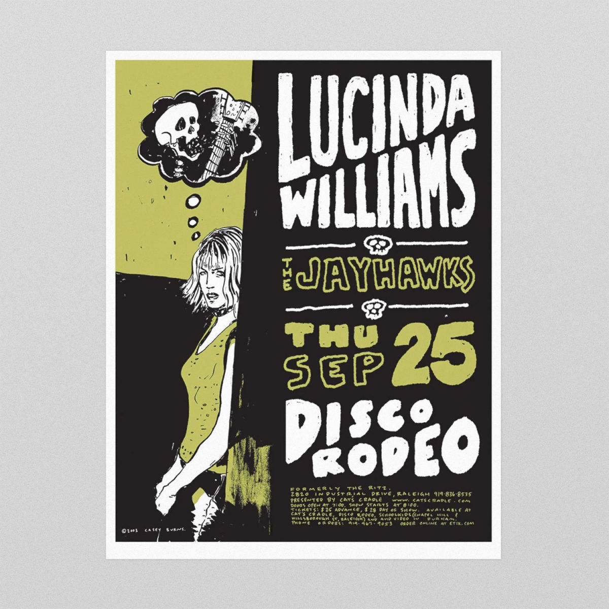 Lucinda Williams and The Jayhawks Poster, Disco Rodeo, Raleigh NC, 2003