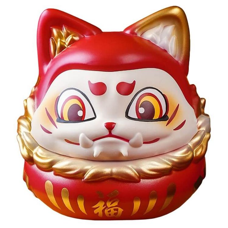 Lucky Dharma Cat Red by Luyao Designs