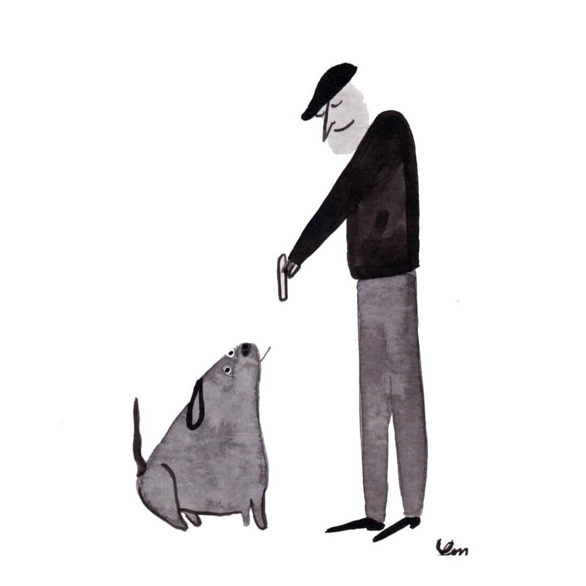 Man Feeds Dog Cheesestick