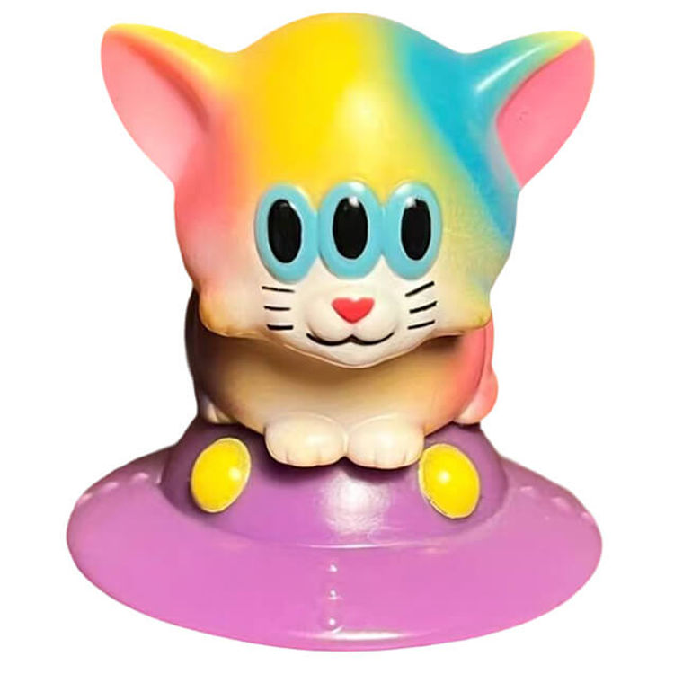 Maneki Calm Cat Purple Spaceship by Art Junkie (Shinichiro AJ Kato)