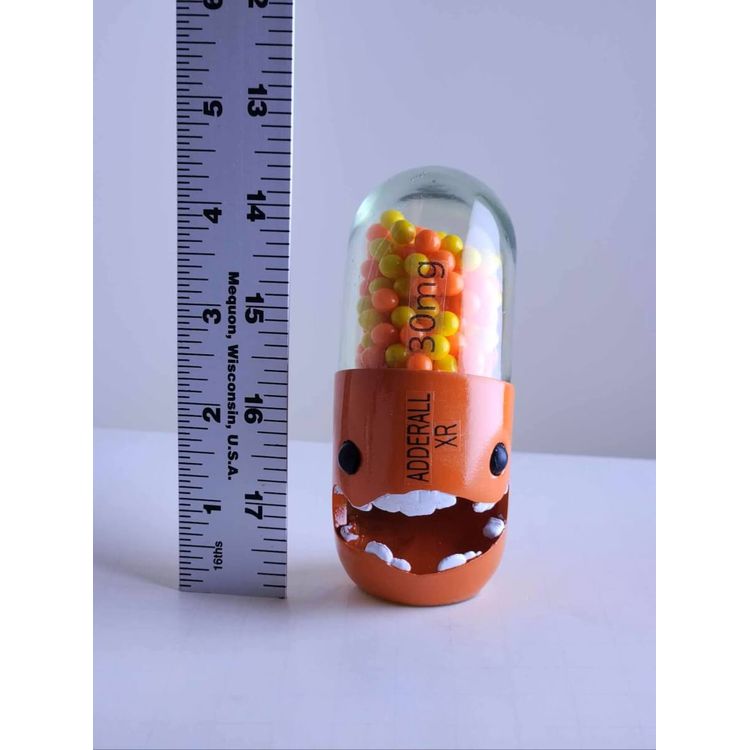 Mini Adderall Capsule Pill Resin Art Sculpture 4.5 inch by HoneyBombToys
