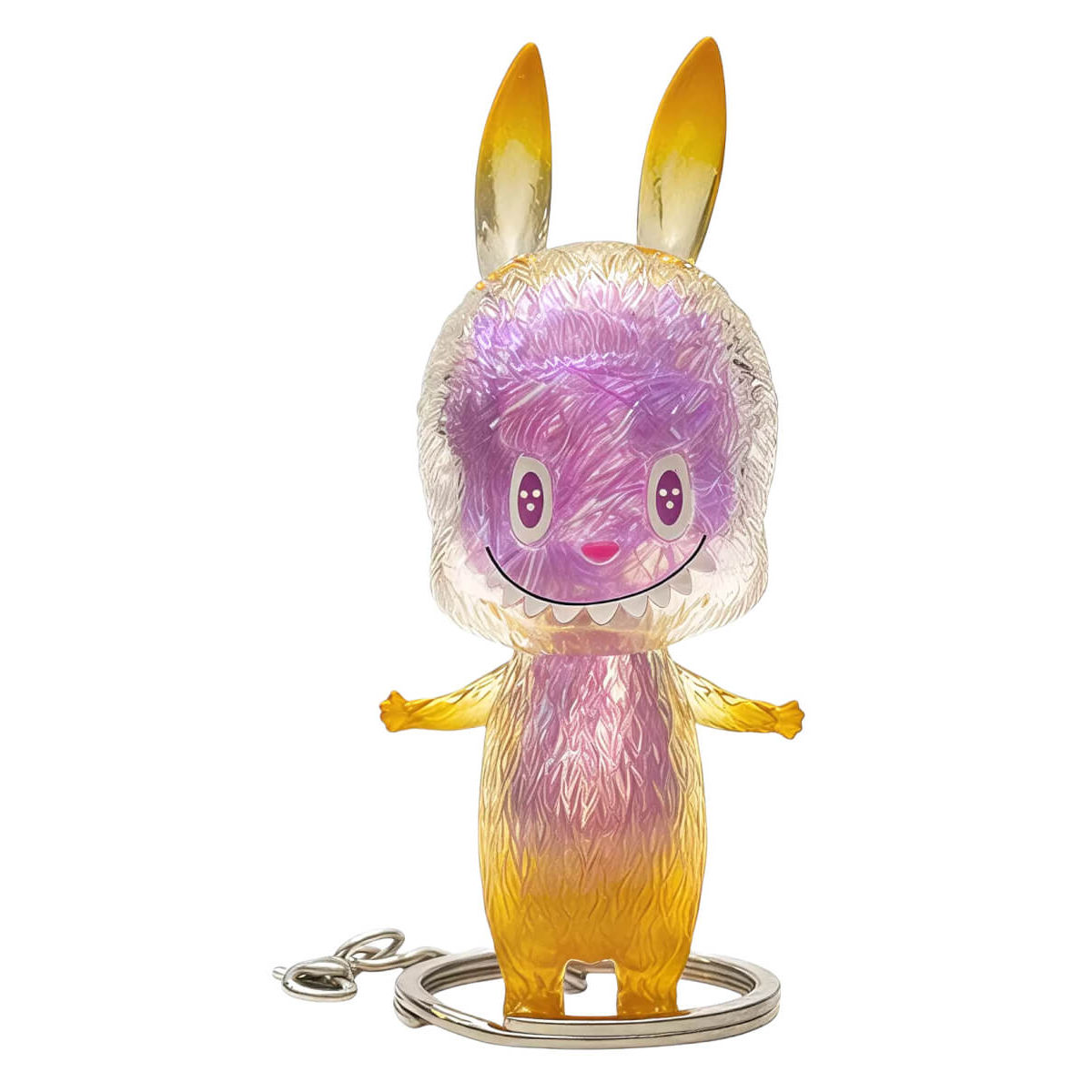 Mini Labubu Clear Orange Purple Flash Keychain