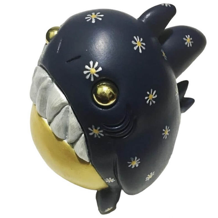 Navy Blue White and Gold Daisy Samego by Nebby Art (Ben Teo)