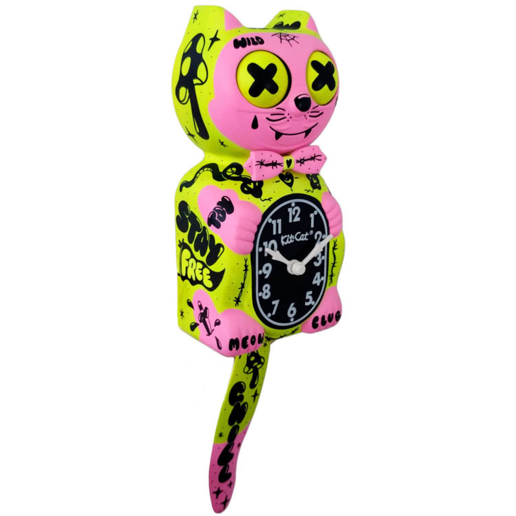 Neon Pop Kit Cat Clock by Gabbie Custom Art