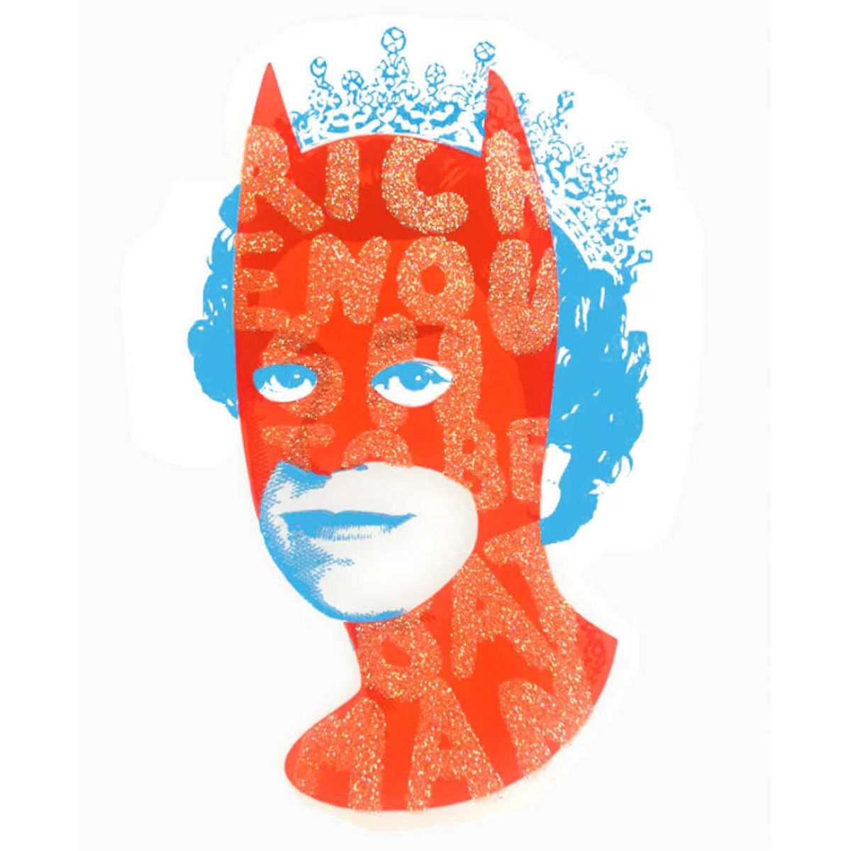 Neon Red and Glitter Postcard