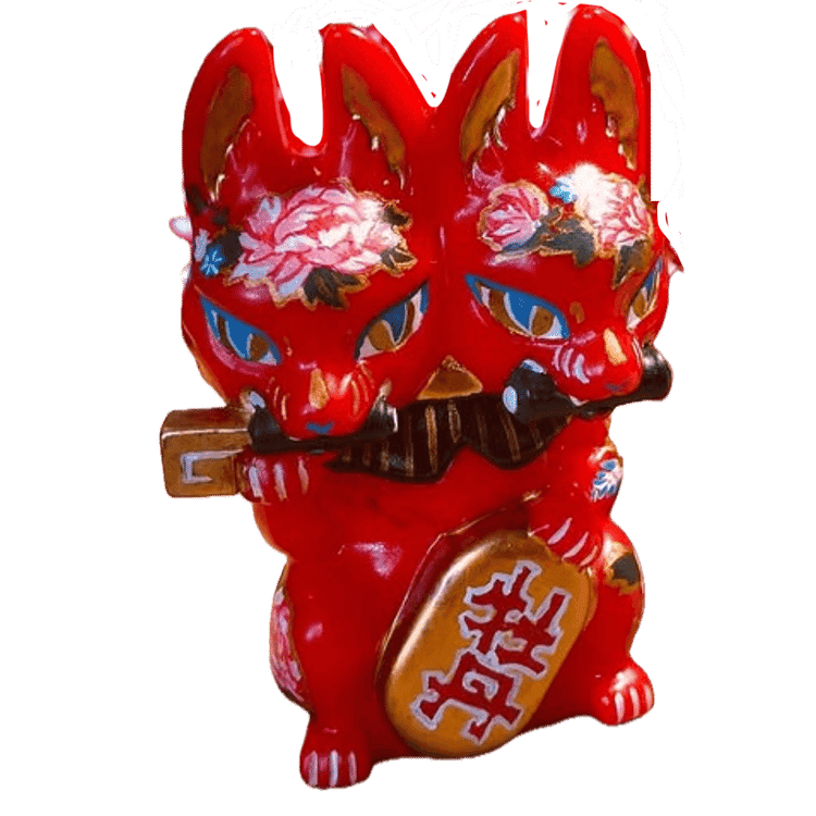 Nostalgic Flower Cloth Color Scheme Two-Headed Fox by Genkosha