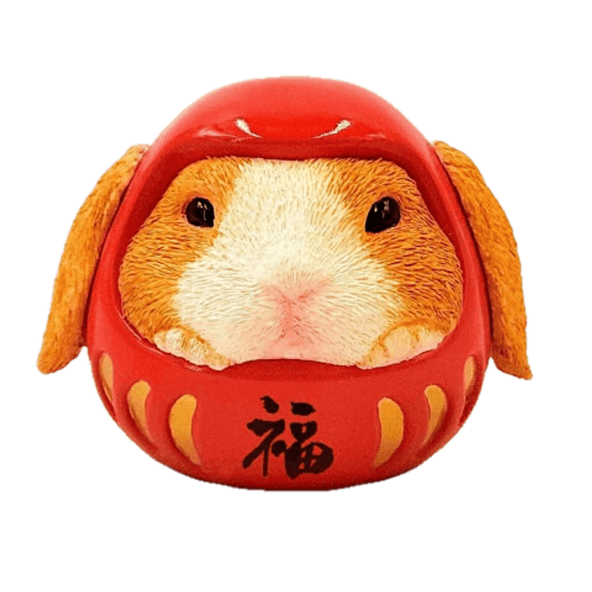 Rabbit Daruma (Red/Orange)
