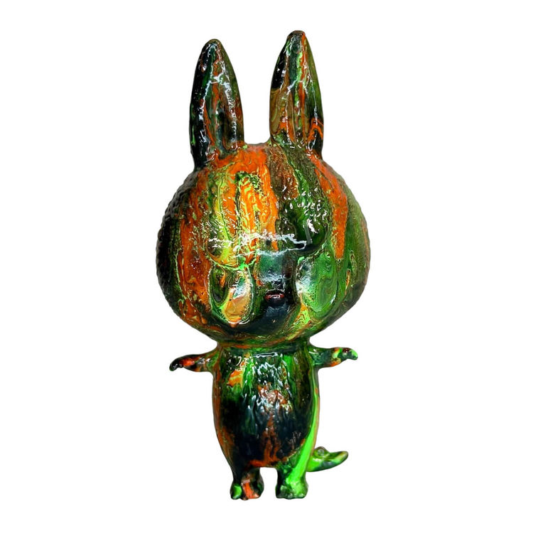 Artsy Swirl Labubu Black/Orange by Teeewizzle (Thad Wilkes)