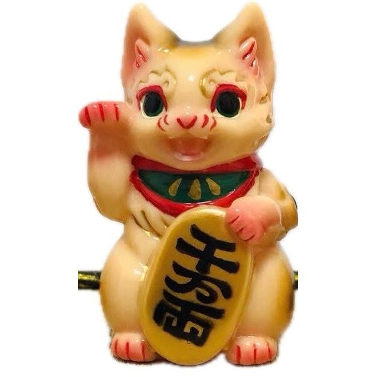 Orange Spotted Retro Bake Lucky Cat by Genkosha