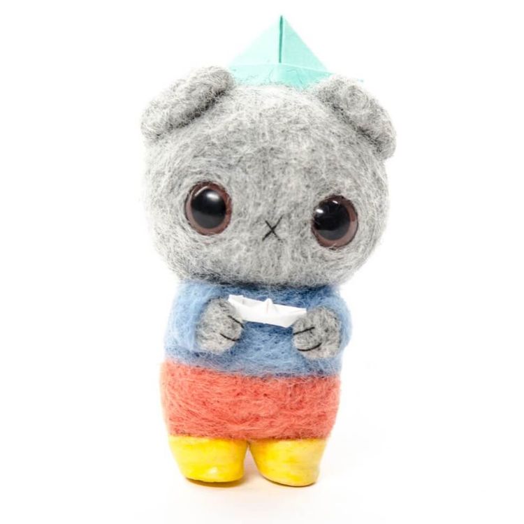 Paper Hat Cat (Grey) by Heather Gross