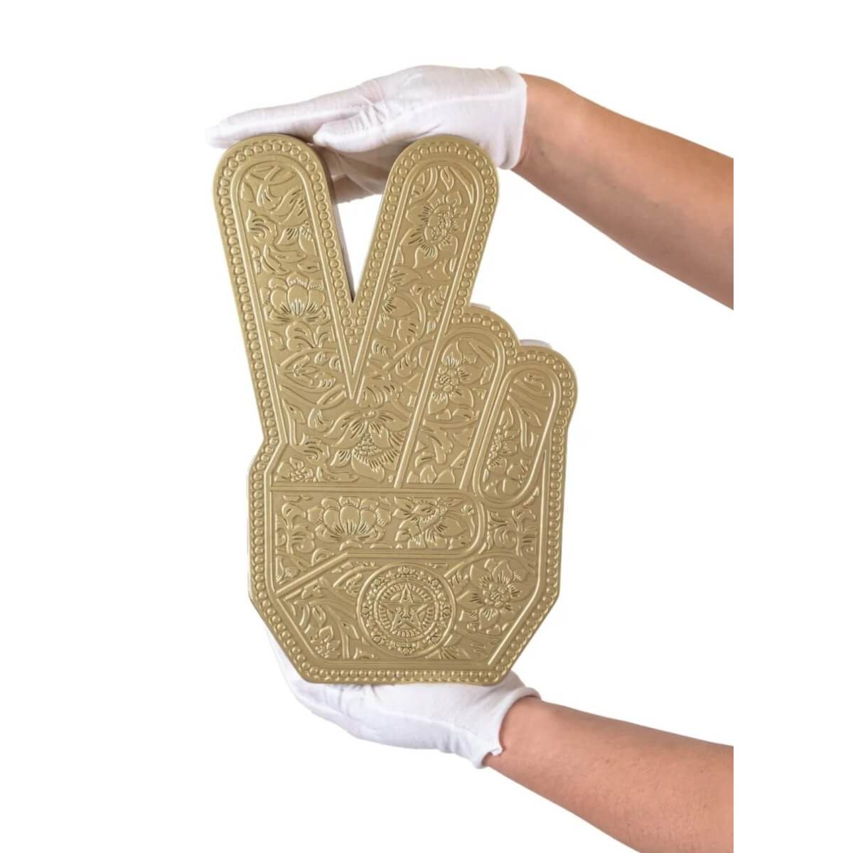 Peace Fingers Sculpture (Gold)