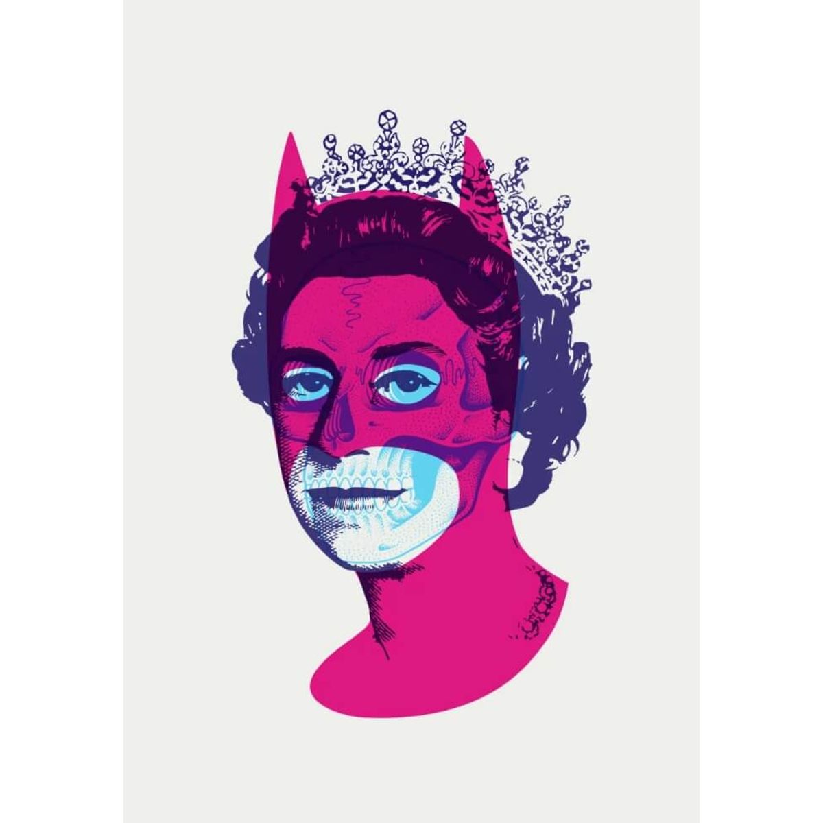 Pink and Blue Skull A3 edition