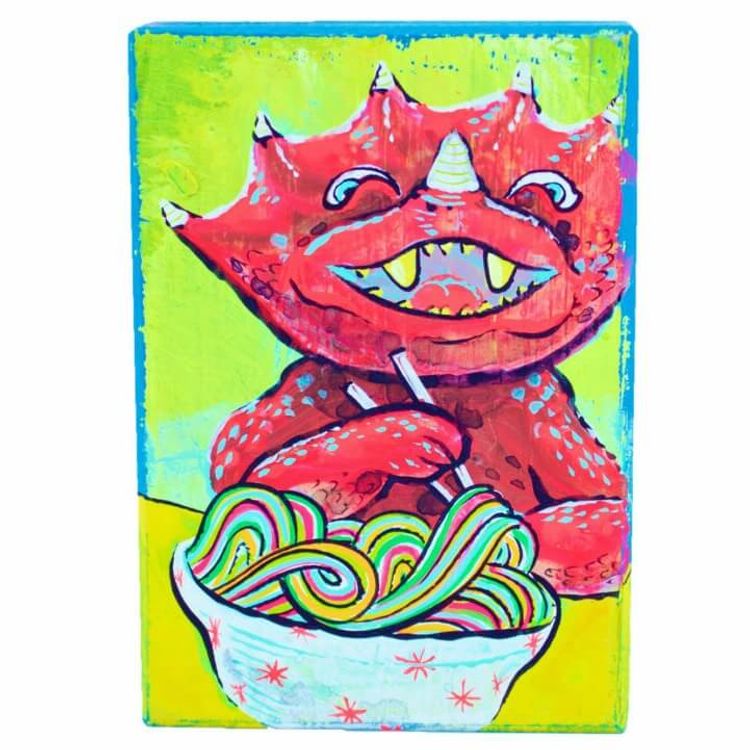 Ramen Eater (Painting on Wood) by Bwana Spoons