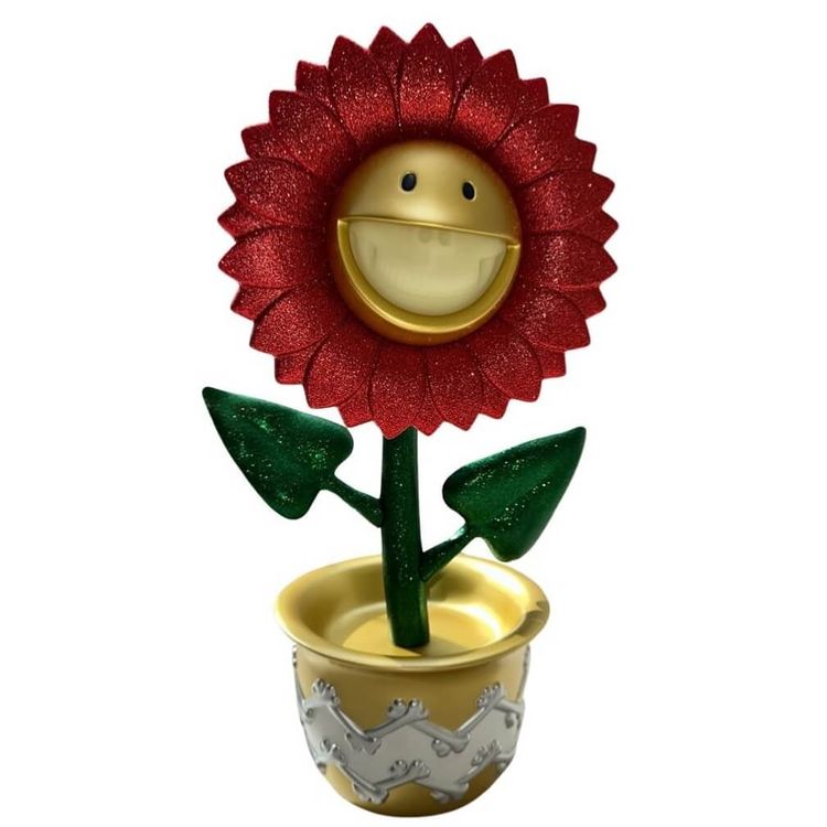 Red Glitter Glow Shocking Sunflower by Ron English