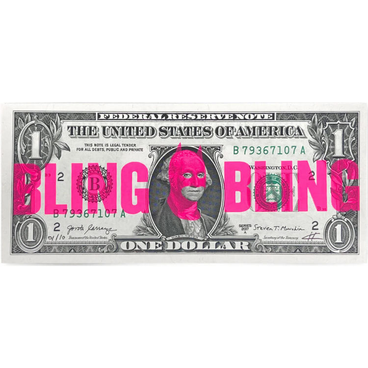 "Bling Bling" Pink Dollar Note by Heath Kane