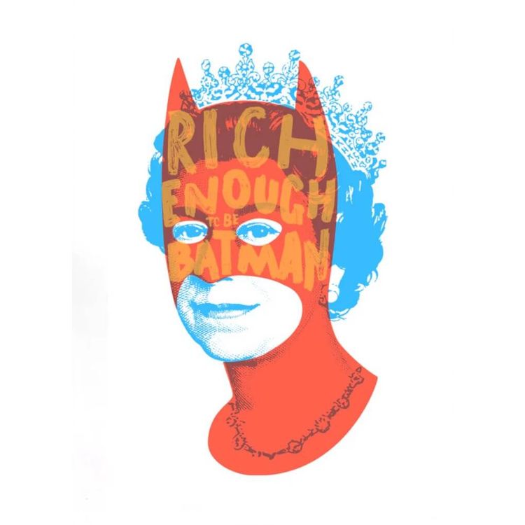 Rich Enough to be Batman - Orange and Blue  by Heath Kane