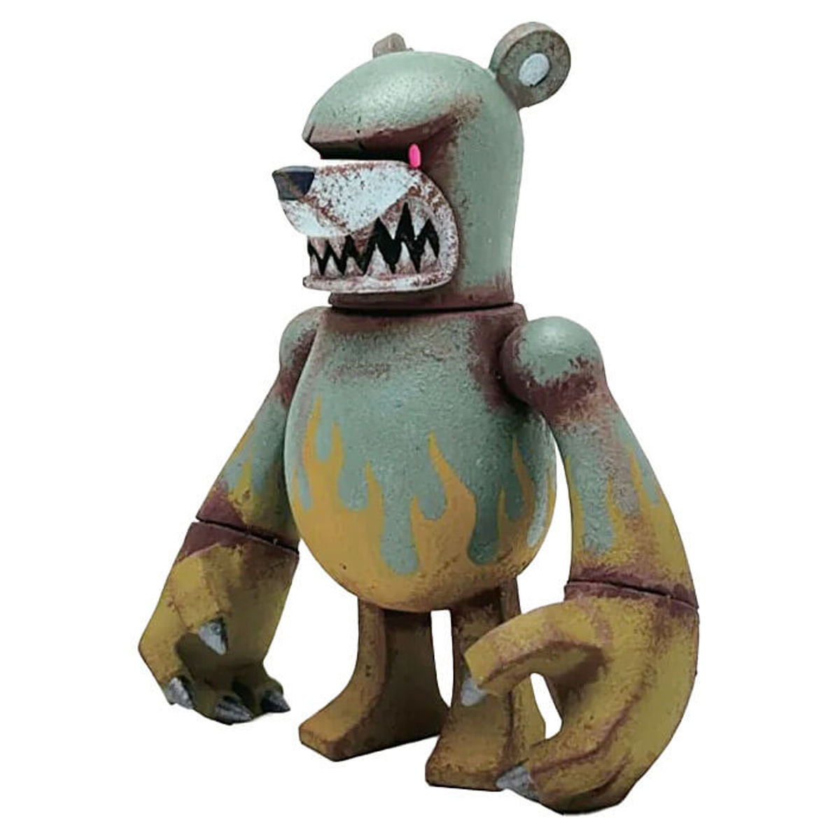 Rust Knucklebear Flames of Deep Green and Yellow