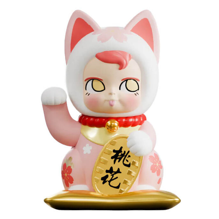 Sam Sam Fortune Cat - Peach Flower by Kenny Wong