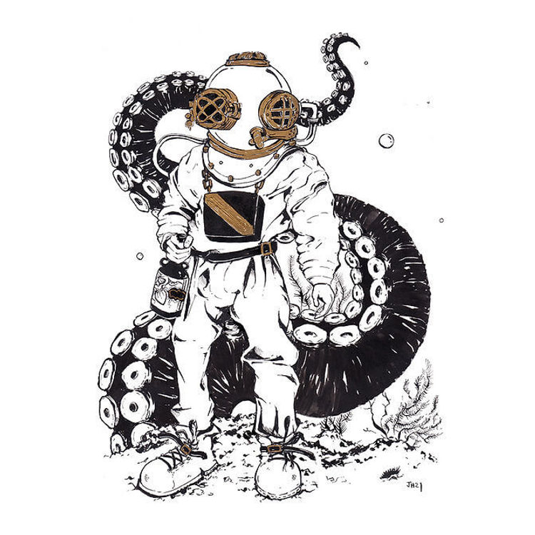 Scuba Kraken  by Joyce Rainbow