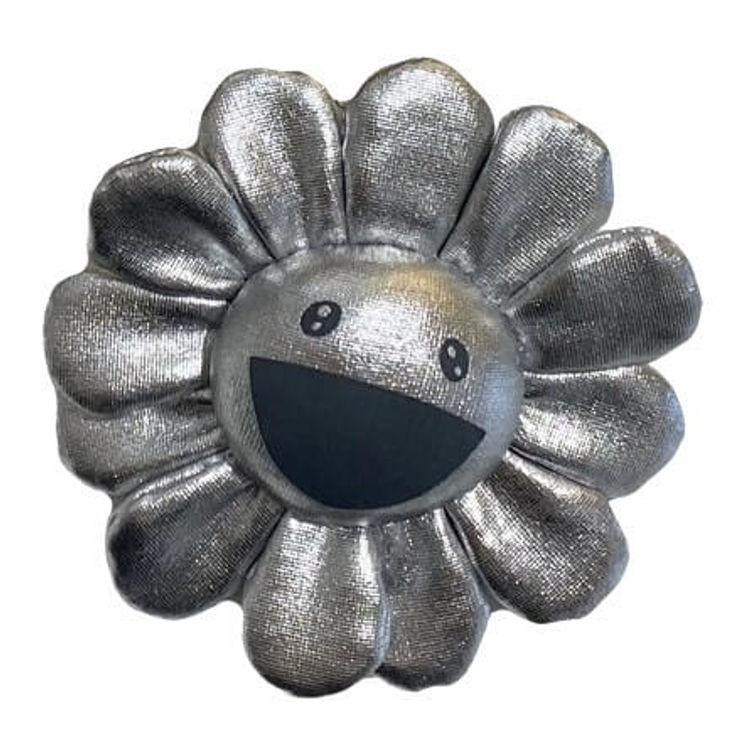 Silver Flower Plush Pin by Takashi Murakami