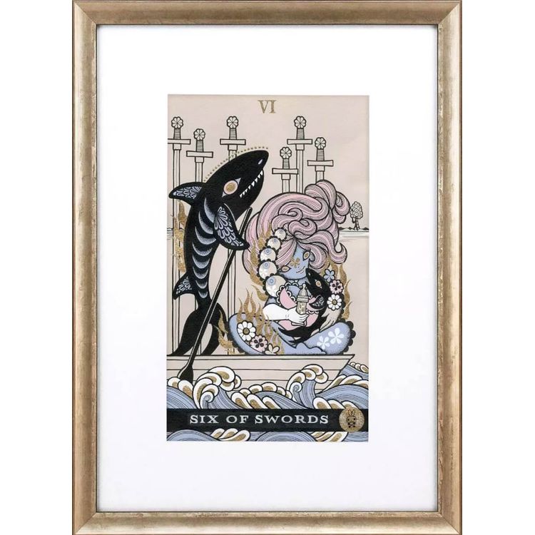 Six of Swords: Shark Family by Junko Mizuno