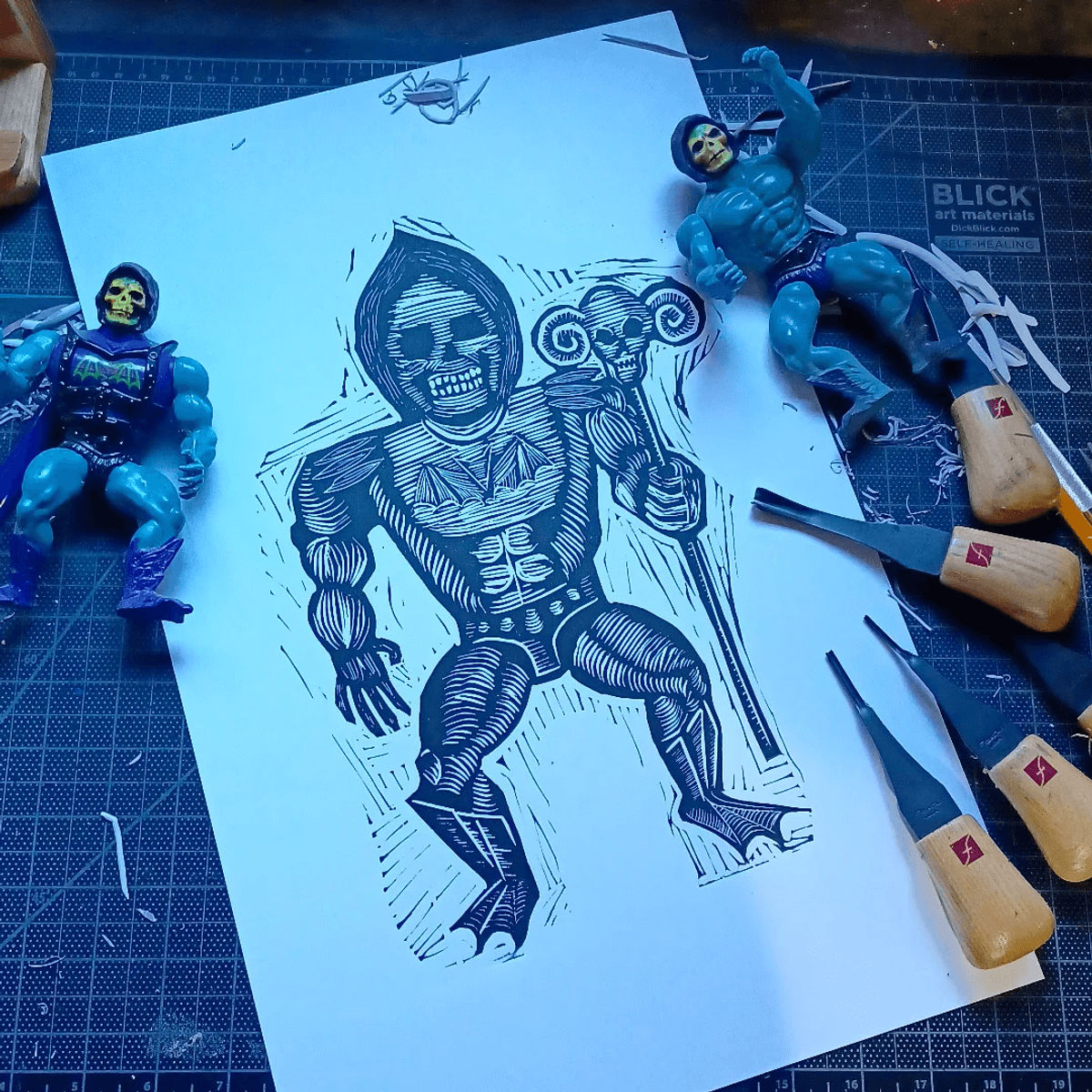 Skeletor. 11x17 Blockprint