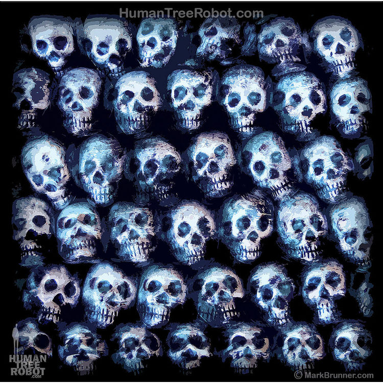 Skull Stacked - Blue by HumanTreeRobot