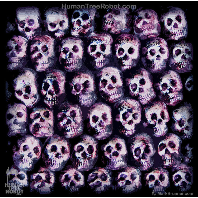 Skulls Stacked - Red by HumanTreeRobot