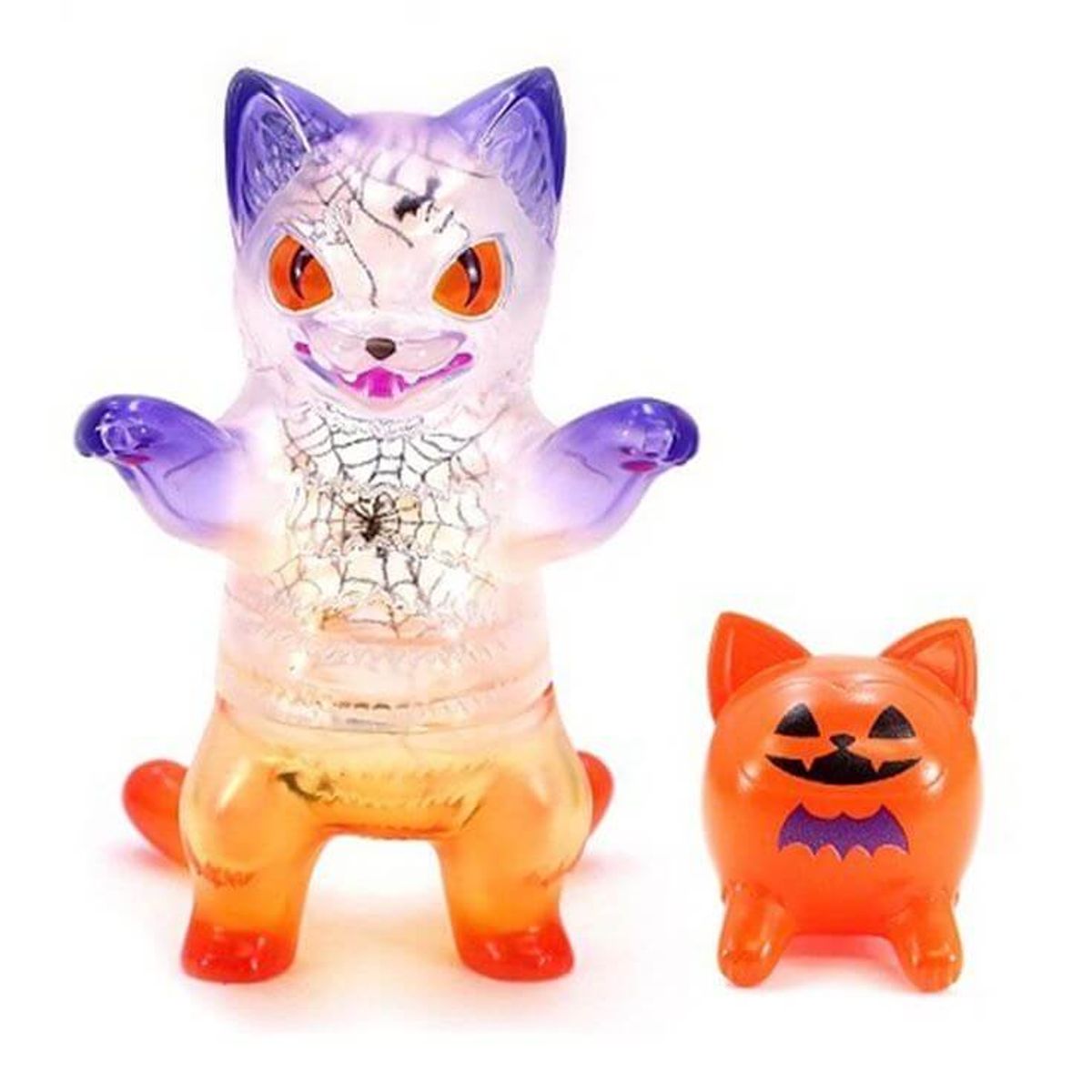 Spiderweb Negora & Pumpkin Cat Daruma