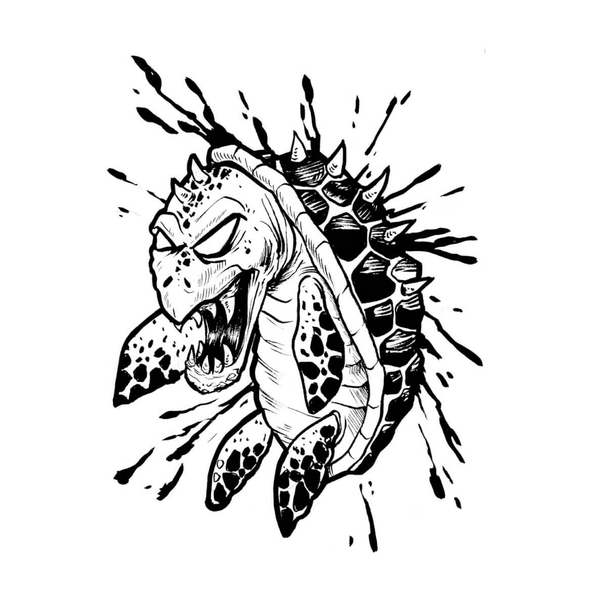 Spiked Shell Turtle Illustration