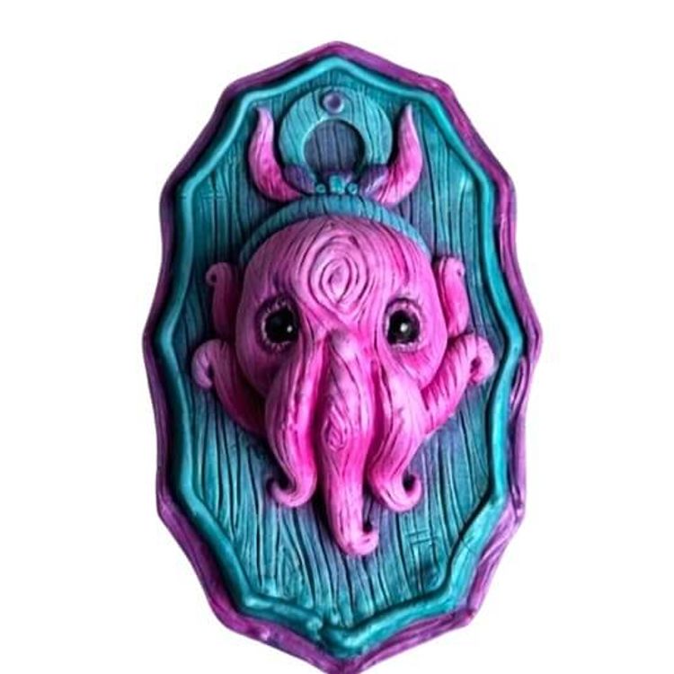 Squid God Plaque - Teal and Magenta by Persnickety Dirigible