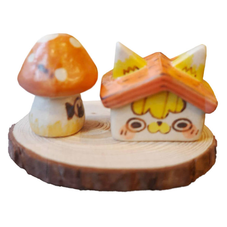 Sweet Home Cat Mushroom Village Grin by Rato Kim