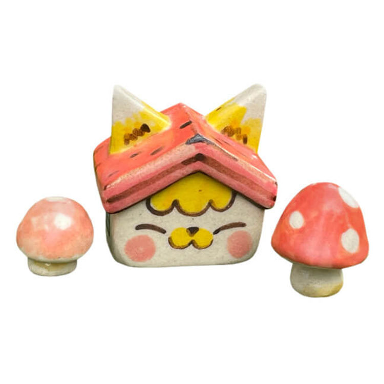 Sweet Home Cat Mushroom Village Smile by Rato Kim