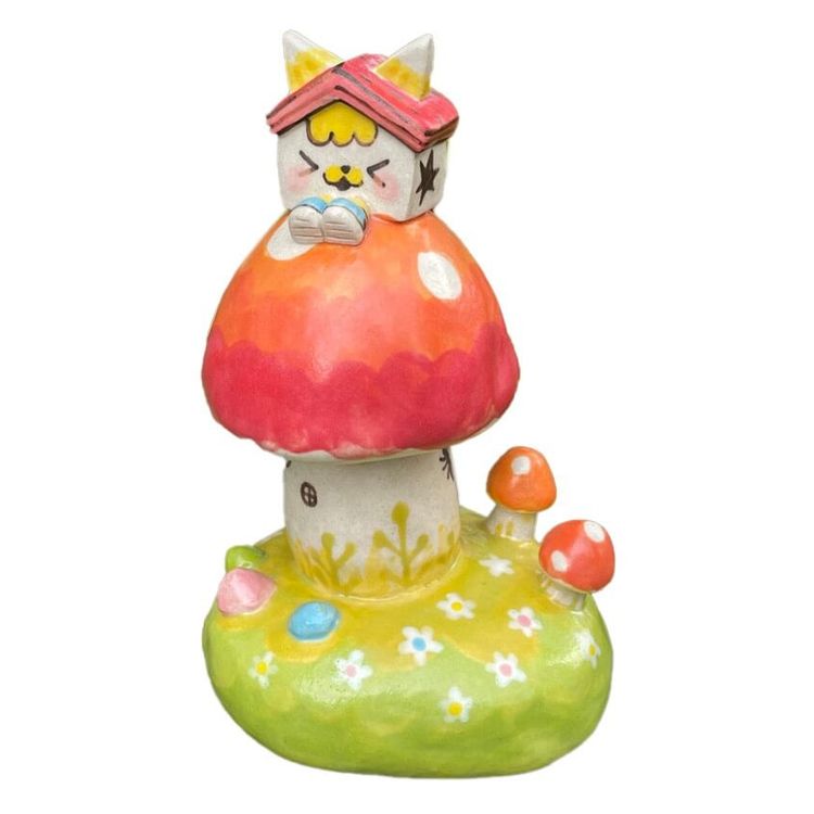 Sweet Home Cat Mushroom Village Squint by Rato Kim