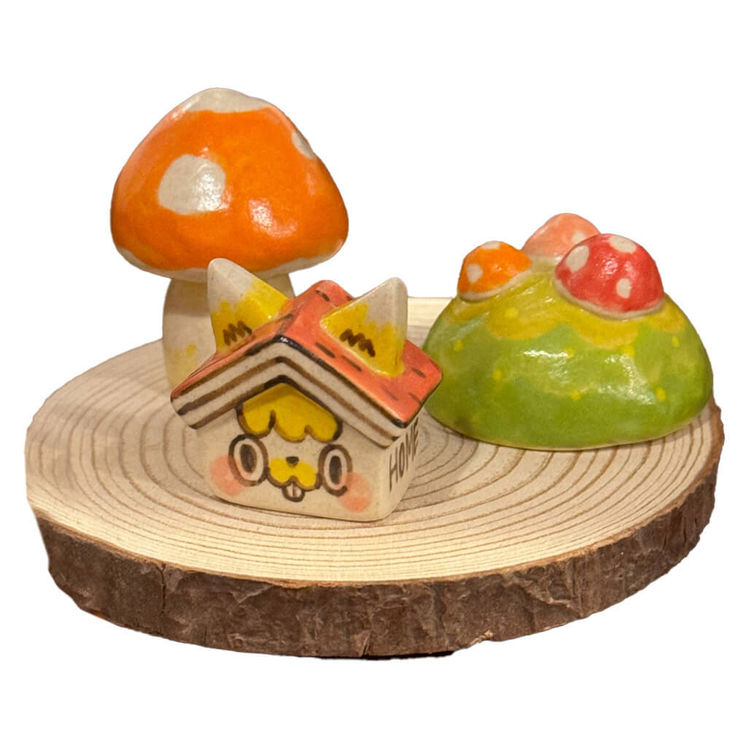 Sweet Home Cat Mushroom Village Triple Mushroom by Rato Kim