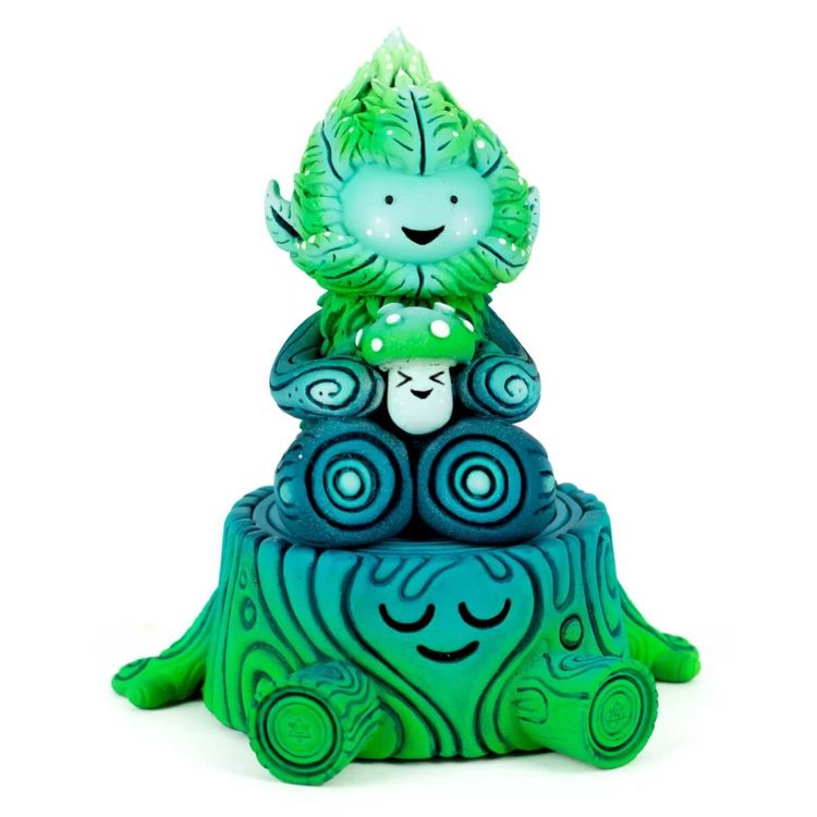 Teal Leaf Spirit and Tree Stump by Miss Muju