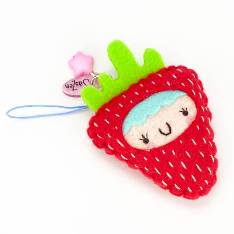 Tiny Ichigo Strawberry Girl Plushie Charm by SaoZen