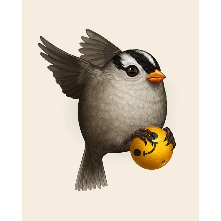 White-Crowned Sparrow Companion Smile Ball by Mike Mitchell