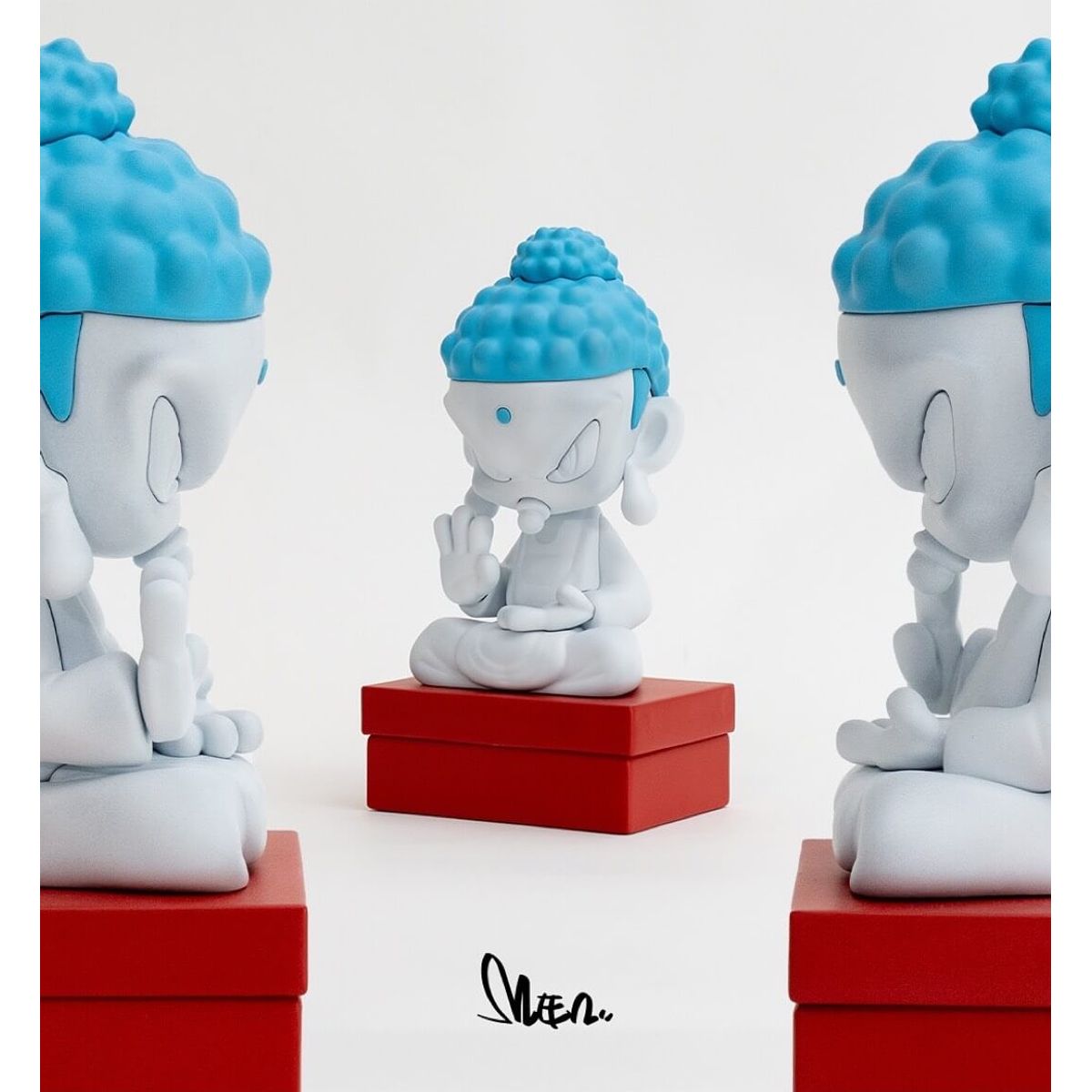 White Baby Meen Buddha on Sneaker Box