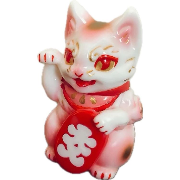 White & Pink Bake Lucky Cat by Genkosha