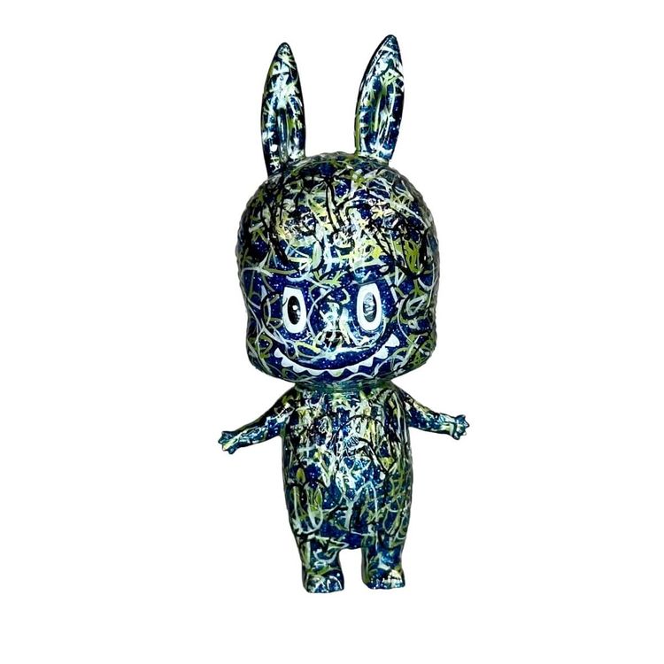 Artsy Squiggle Labubu Blue/Yellow by Teeewizzle (Thad Wilkes)