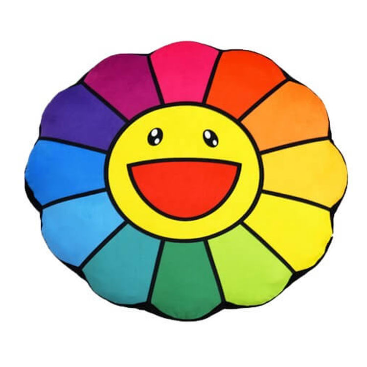 Rainbow/Yellow - Takashi Murakami Kintaro Flower Cushion 1M by Takashi Murakami